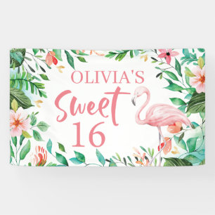 Tropische Sweet 16 Aloha Luau Verjaardagsbanner Spandoek