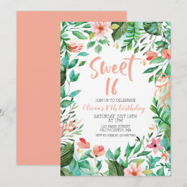 Tropische Sweet 16 Aloha Luau Verjaardagsuitnodigi Kaart
