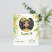 Tropische Sweet 16 Zwart Tiener Verjaardag Groen (Staand voorkant)