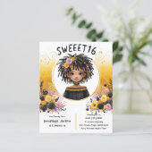 Tropische Sweet 16 Zwarte Tiener Verjaardag Zwart  (Staand voorkant)