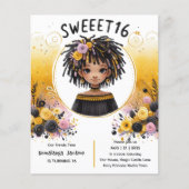 Tropische Sweet 16 Zwarte Tiener Verjaardag Zwart  (Voorkant)