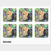 TROPISCHE TANGO rode zwarte chow Vierkante Sticker (Vel)