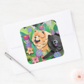 TROPISCHE TANGO rode zwarte chow Vierkante Sticker (Envelop)