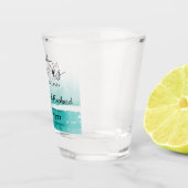 Tropische Teal Bruiloft Bestemming Save the Date Shot Glas (Rechts)