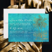 Tropische Teal Gouden Palm Save Our Date Trouwkaar Save The Date
