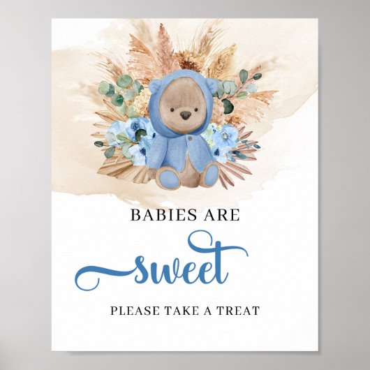 Tropische teddybeer pampas baby's zijn zoet gebaar poster (Voorkant)