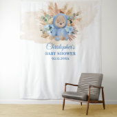 Tropische teddybeer pampas palm babyshower wandkleed (In situ)