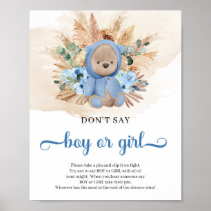 Tropische teddybeer pampas Zeg geen BOY of GIRL Poster