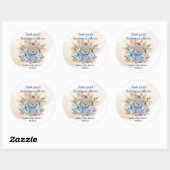 Tropische teddyspnoe blauw bloemen baby ronde sticker (Vel)