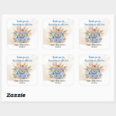 Tropische teddyspnoe blauw bloemen baby vierkante sticker (Vel)