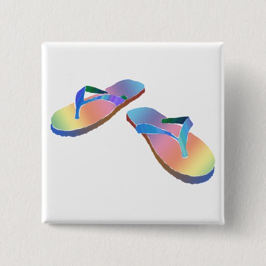 Tropische Teenslippers 2 Vierkante Button 5,1 Cm (Voorkant)