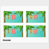 Tropische Teenslippers Rechthoekige Sticker (Vel)