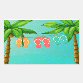 Tropische Teenslippers Rechthoekige Sticker