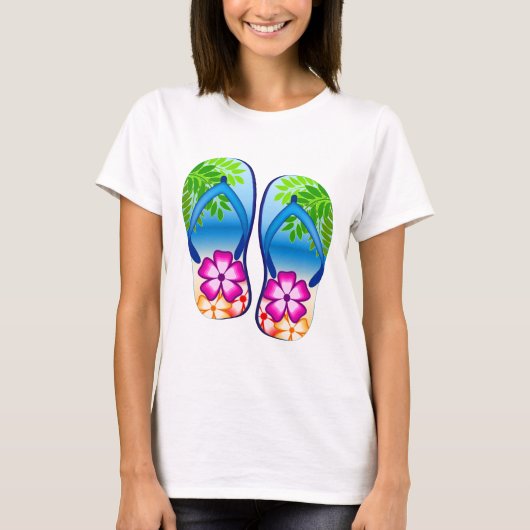 Tropische Teenslippers T-shirt (Voorkant)