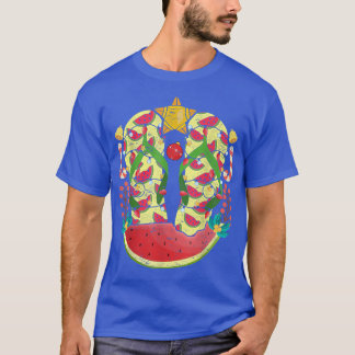 Tropische Teenslippers Watermeloen Xmas Lights T-shirt