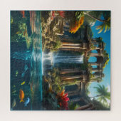 Tropische Tempel Waterval Lake of Fish Legpuzzel (Horizontaal)