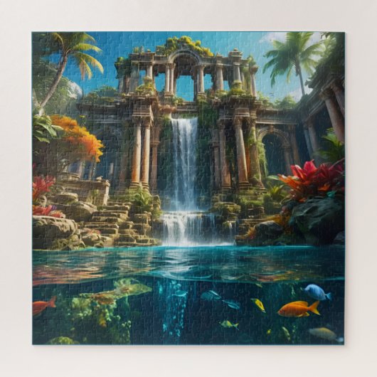 Tropische Tempel Waterval Lake of Fish Legpuzzel (Verticaal)