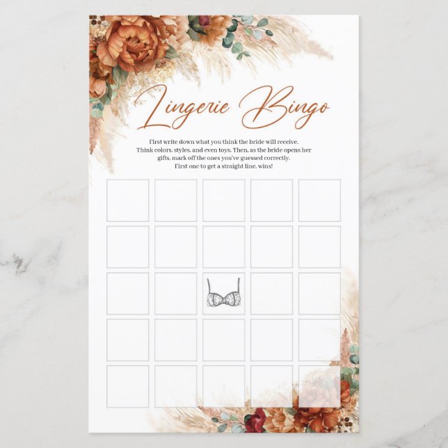 Tropische terracotta burgundy pampas Lingerie Bing (Voorkant)