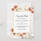 Tropische Terracotta Gedroogde Bloemen Save The Date (Voorkant)