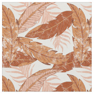 Tropische Terracotta Palm Bladeren Patroon Stof