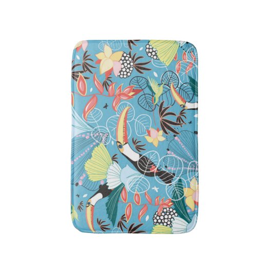 Tropische textuur met toucans en levende vogels badmat (Voorkant Verticaal)