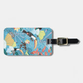 Tropische textuur met toucans en levende vogels bagagelabel (Voorkant horizontaal)