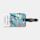 Tropische textuur met toucans en levende vogels bagagelabel (Achterkant horizontaal)