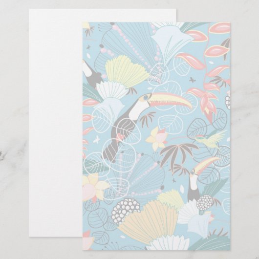 Tropische textuur met toucans en levende vogels briefpapier (Voorkant / Achterkant)
