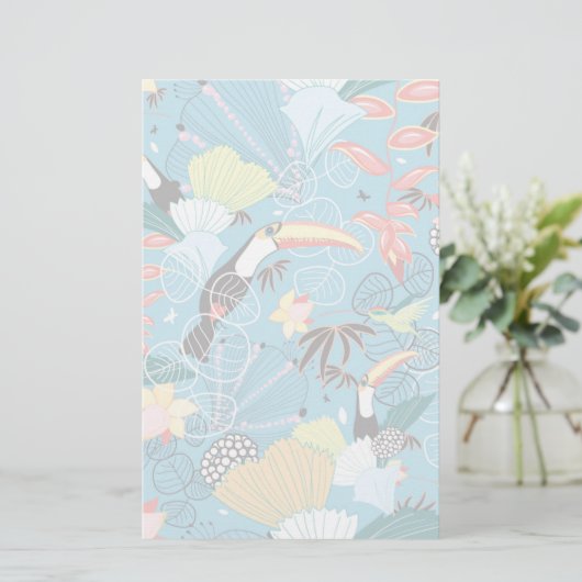 Tropische textuur met toucans en levende vogels briefpapier (Staand voorkant)