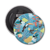 Tropische textuur met toucans en levende vogels button flesopener (Voorkant)