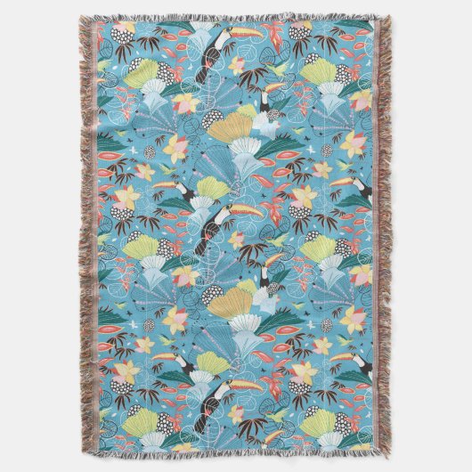 Tropische textuur met toucans en levende vogels deken (Voorkant Verticaal)