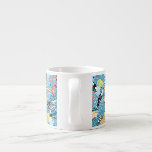 Tropische textuur met toucans en levende vogels espresso kop (Achterkant)