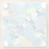 Tropische textuur met toucans en levende vogels glazen onderzetter (Achterkant)