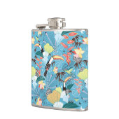 Tropische textuur met toucans en levende vogels heupfles (Links)