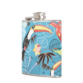 Tropische textuur met toucans en levende vogels heupfles (Links)