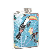 Tropische textuur met toucans en levende vogels heupfles (Rechts)