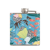 Tropische textuur met toucans en levende vogels heupfles (Achterkant)