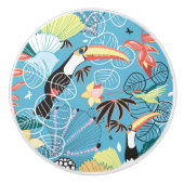 Tropische textuur met toucans en levende vogels keramische knop (Voorkant)