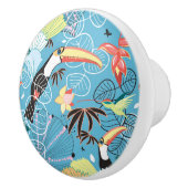 Tropische textuur met toucans en levende vogels keramische knop (Rechts)