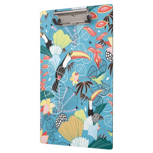 Tropische textuur met toucans en levende vogels klembord (Links)