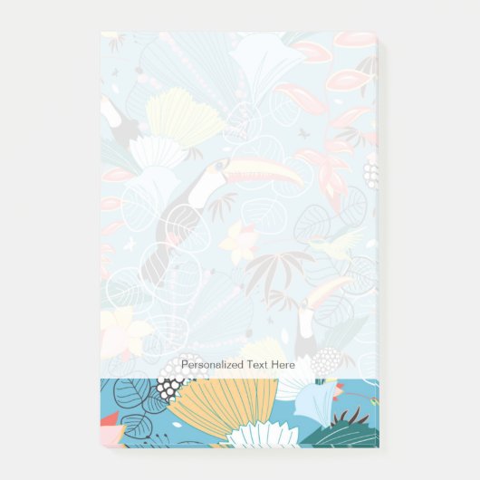 Tropische textuur met toucans en levende vogels post-it® notes (Voorkant)