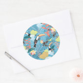 Tropische textuur met toucans en levende vogels ronde sticker (Envelop)