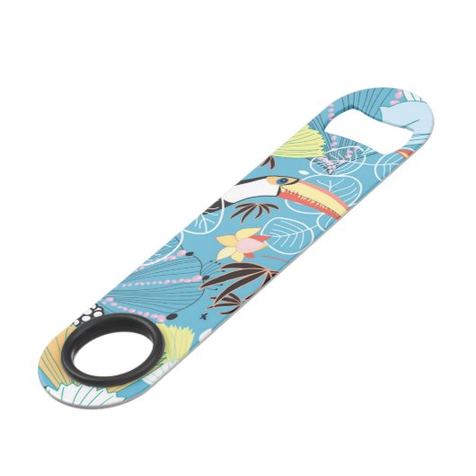 Tropische textuur met toucans en levende vogels speed flessenopener (Voorkant Gekanteld)