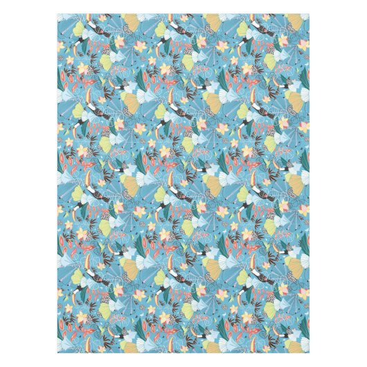 Tropische textuur met toucans en levende vogels tafelkleed (Voorkant)