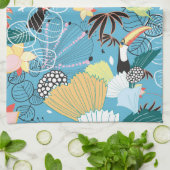 Tropische textuur met toucans en levende vogels theedoek (Gevouwen)