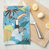 Tropische textuur met toucans en levende vogels theedoek (Quarter Fold)