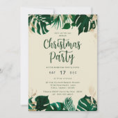 Tropische thema groene bladeren kerstfeest kaart (Voorkant)