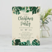 Tropische thema groene bladeren kerstfeest kaart (Staand voorkant)