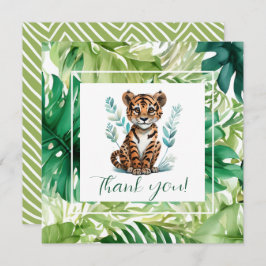 Tropische Tijger en Oerwoud Foliage Baby shower Bedankkaart