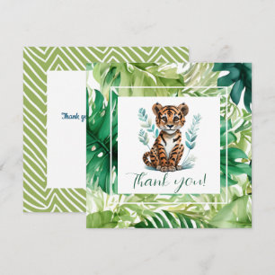 Tropische Tijger en Oerwoud Foliage Baby shower Bedankkaart